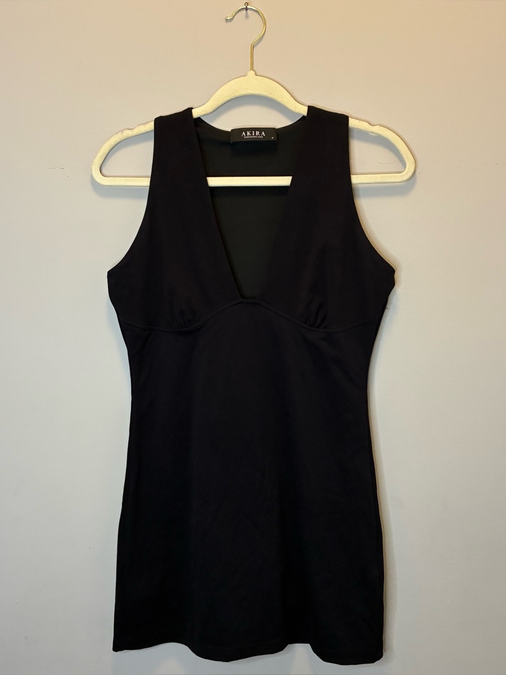AKIRA Black Deep V-Neck Slip Dress